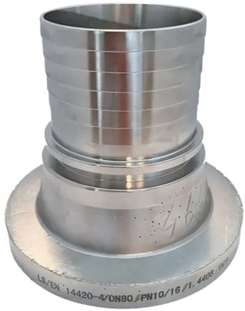 Schlauchrulle - Stutzen - DN 20 - PN 10/40 - FRS - TW - Edelstahl 316 - EN1092-1/04 - Geriffelt - Dicke Ausführung