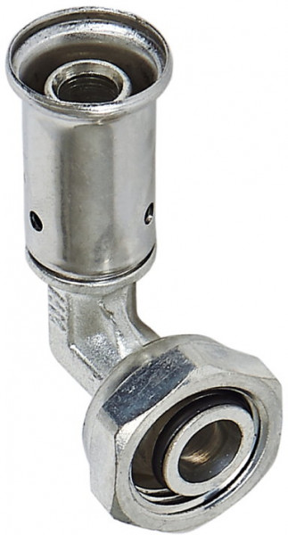 Henco - connection elbow - press x swivel - 16mm x 1/2’ - brass nickel-plated