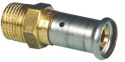 Henco - wire fitting - press x male thread - 16mm x 3/8" - brass