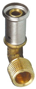 Henco - 90° bend - press x male thread - 16mm x 3/8" - brass