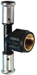Henco - screw T-piece 90° - press x female thread x press - 16mm x 1/2" x 16mm - PVDF