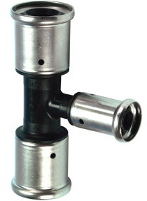 Henco - Reduzier-T-Stück 90° - Press x Press x Press - 32mm x 16mm x 32mm - PVDF