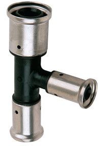 Henco - Reduzier-T-Stück 90° - Press x Press x Press - 26mm x 16mm x 16mm - PVDF