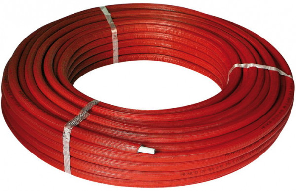 Henco - multilayer pipe with 6mm insulation - 26 x 3mm - PE - red - Roll 25 m