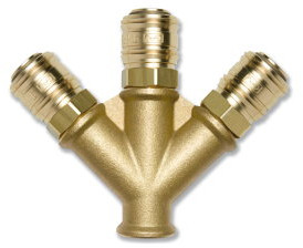 Euroline - 3-Wege-Schnellkupplung - Innengewinde - 3/8" - Messing