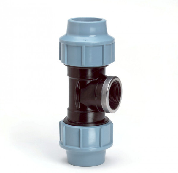 Screw tee for PE/polyethylene - 63 mm x 2" female thread - 16 bar