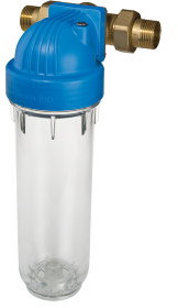 Atlas Filtri - Filtergehäuse - Transparentes Gehäuse - Typ DP 10 DS MO TS - Außengewinde x Außengewinde - 3/4" x 3/4" - Messing