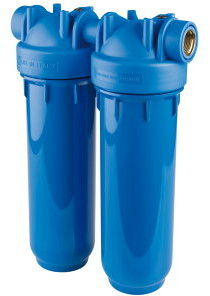 Atlas Filtri - Filtergehäuse - blaue Gehäuse - Typ DP 10 Duo OT AB - Innengewinde x Innengewinde - 1/2" x 1/2" - Messing