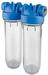 Atlas Filtri - Filtergehäuse - Transparentes Gehäuse - Typ DP 10 Duo OT TS - Innengewinde x Innengewinde - 1/2" x 1/2" - Messing