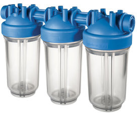 Atlas Filtri - filter housing - transparent clock - type DP BIG 10 Trio IN TS - female thread x female thread - 1-1/2" x 1-1/2" - pp