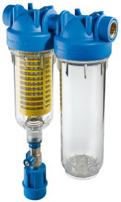 Atlas Filtri - Flüssigkeitsfilter - selbstreinigend - Typ Duo HYDRA RAH OT - Innengewinde x Innengewinde - 1" x 1" - Messing
