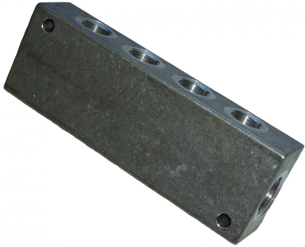 Aluminium distribution block G1/2" (8 x 1/4")