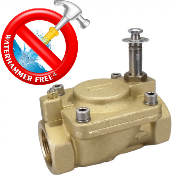 2/2-way solenoid valve Indirect G2" NC Brass/Viton