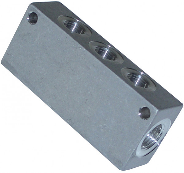 Aluminium distribution block 4-way G1/4" (4 x 1/8")