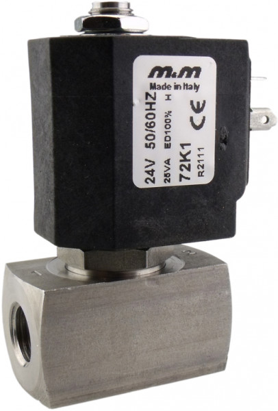 2/2-way solenoid valve 1/4" stainless steel NC (3mm)