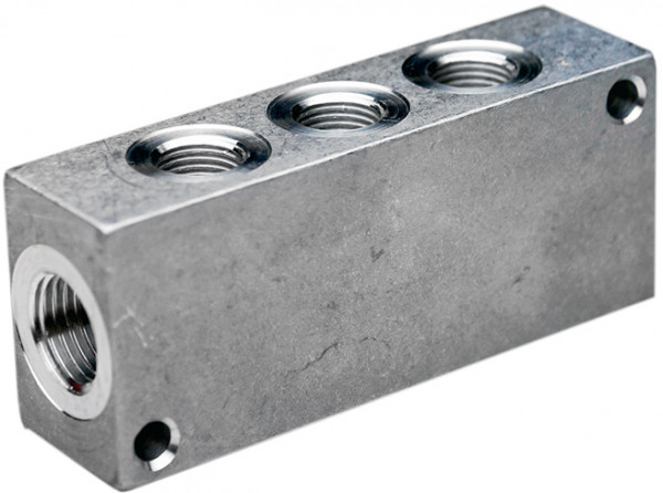 Aluminum distribution block G1/4" (6 x 1/8")