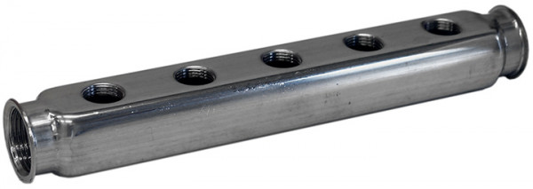 Stainless steel distribution block 1" (5x1/2") double-sided