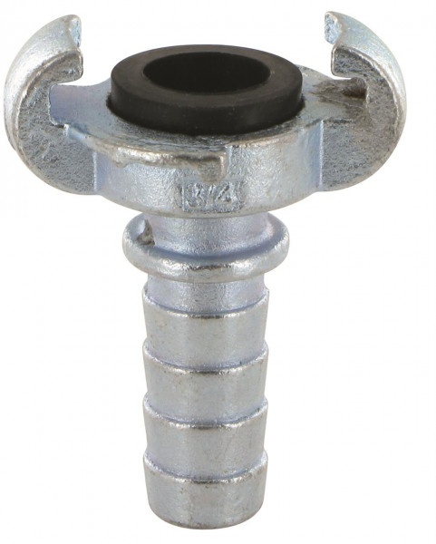 claw coupling x hose tail - with safety clip - 42mm x 20.5mm - Steel