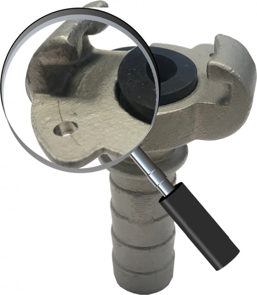claw coupling x hose tail - with safety clip and NBR seal - 42mm x 20.5mm - Stainless Steel 316