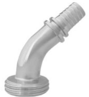Dairy Fitting - DIN 11851 - Elbow 45° - Male thread x hose tail - DN25 x 25mm - Without gasket - SS 316