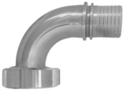 Dairy Fitting - DIN 11851 - Elbow 90° - Female thread x hose tail - DN65 x 63mm - With DIN Nut - SS 316