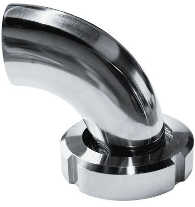 Milchrohrverschraubung - DIN 11851 - Bogen 90° - Kegelstutz x Schweiß - DN40  - Edelstahl 316