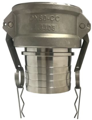 Camlock Mutterteil mit Schlauchtülle - Typ CS - Edelstahl 316 - Gerippte Tülle - 3/4" - DN 19