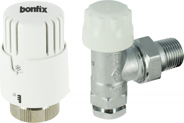 BONFIX Thermostat radiator valve + adaptor angle