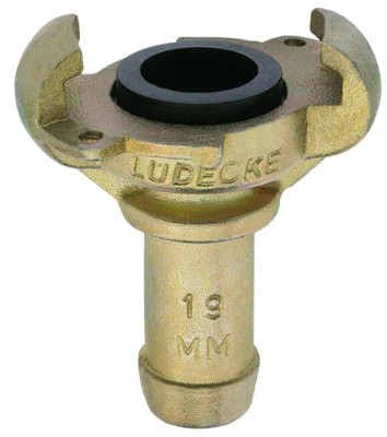 Lüdecke claw coupling SKSS with hose tail & locking edge with bore for safety clips - SKSS 13 - 1/2" (13 mm)