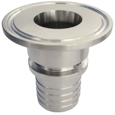 Tri Clamp Fitting - ISO 2852 - Ribbed Hose tail 51mm - flange size 77,4mm - with Collar - Stainless Steel 316
