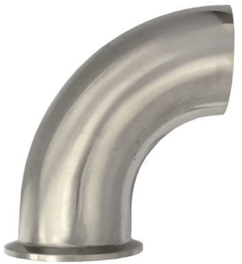 Triclamp Verschraubung - DIN 32676 - Standard-Schweißhülse Bogen 90º - DN20 - 23x20mm -Fl34mm