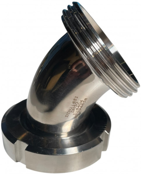 Dairy Fitting - DIN 11851 - Elbow 45° - Liner x Male - DN20 x DN20 - SS 316