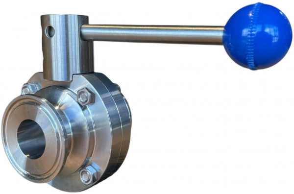 Tri Clamp Fitting - DIN 32676 - Butterfly Valves - Clamp x Clamp - 3" - Stainless Steel 304 - Seal Silicone - Inch