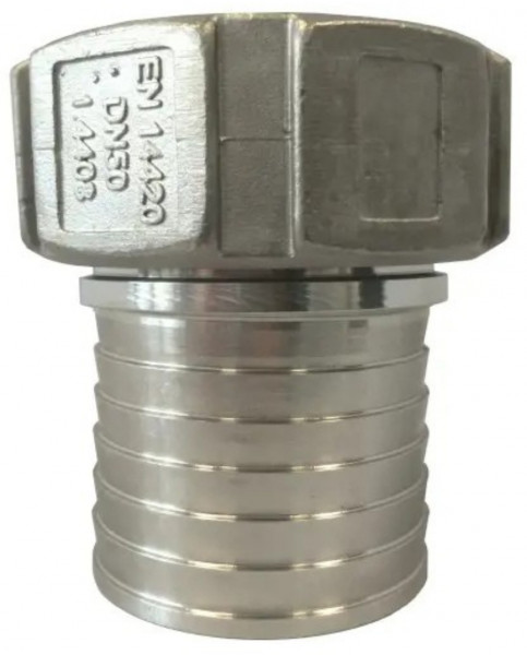 3/4" Mutterteil-Schlauchstutzen Rille SS
