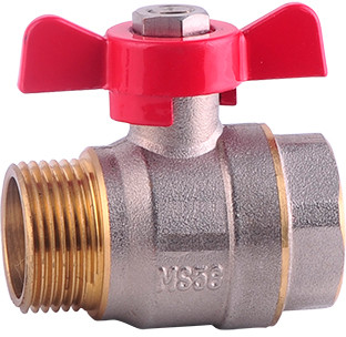 Ball valve - Butterfly lever - Bi x Bu - Nickel-plated brass - 3/4" (DN19)