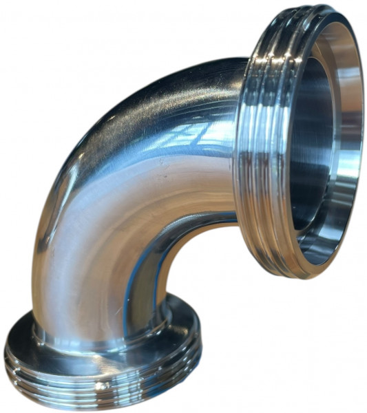 Milchrohrverschraubung - DIN 11851 - Bogen 90° - Gewinde x Gewinde - DN20 x DN20 - Edelstahl 316