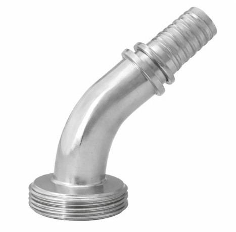 Dairy Fitting - DIN 11851 - Elbow 45° - Male thread x hose tail - DN32 x 32mm - Without gasket - SS 316