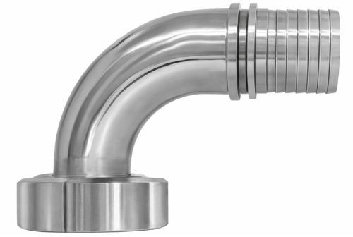 Milchrohrverschraubung - DIN 11851 - Bogen 90° - IG x Stutzen - DN50 x 50mm - mit Überwurfmutter - Edelstahl 316