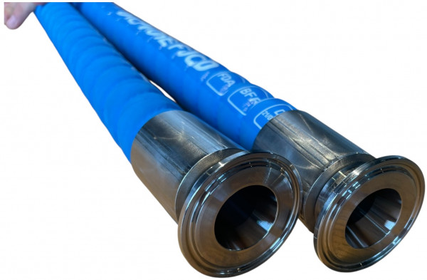 Dairy Hose - Food Hose Very Flexible and Ribbed - Complete with TriClamp Couplings