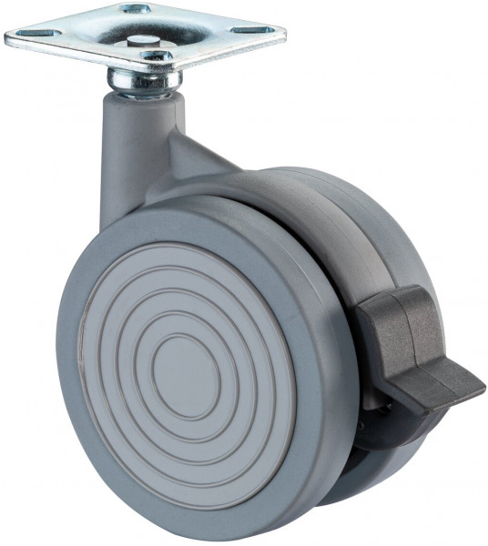 Plastic twin wheel with brake Art.-Nr. F341.060