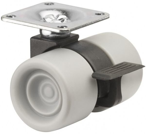 Plastic twin wheel with brake Art.-Nr. F393.038