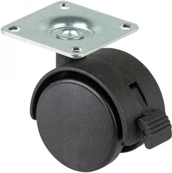 Plastic twin wheel with brake Art.-Nr. F85.040.PL