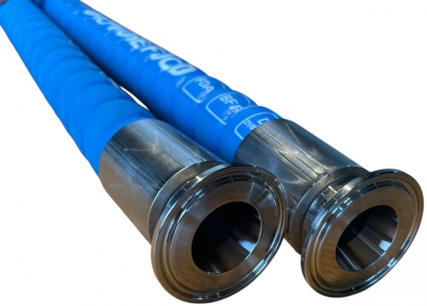 Dairy Hose - Food Hose Very Flexible and Ribbed - Complete with TriClamp Couplings - DN20 (Fl. 34mm) - 1 meter