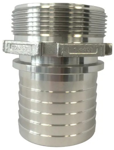 Tank Truck Coupling Hose tail - stainless steel - 25mm x 1" male thread